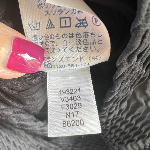 Lands End Swim Tankini Top Black Textured Bra Halter Top Size 14 - Picture 6 of 6